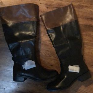 Wide calf black and brown boots